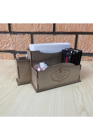 Ahşap Cafe Restoran Oteller İçin Masa Üstü Peçetelik Logolu