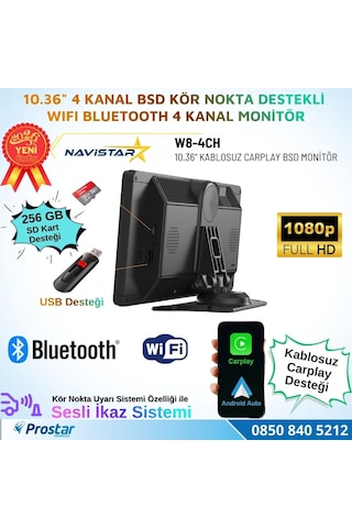 10.36 İnç Dokunmatik Monitör Kablosuz Carplay Wifi Bluetooth Fm Transmitter 256 Gb Destekli Tak Kullan