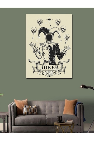 Kanvas Tablo Joker Maskesi Ve Kafatasları 50cmx70cm