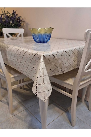 Ithal Pvc Muşamba - Desenli Silinebilir Masa Örtüsü 07iz14 Bej