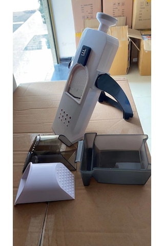 Teltree Ev Mutfakları İçin Ayarlanabilir Çok Fonksiyonlu Sebze Meyve Dilimleyici - Paslanmaz Çelik 8 Seviye Rendeleyici Gri