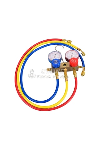 İkili Manifold Gaz Saati Seti R22 R134 R404 R410 + Hortum Takımı
