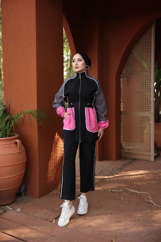 Tesettür Eşofman Takımı Fermuarlı Ikili Takımı Siyah 460 Siyah