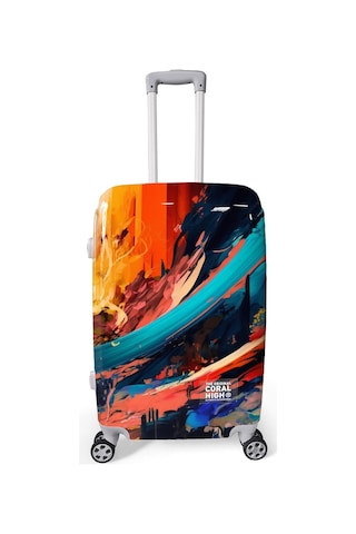 Coral High Renkli Desenli Pc Orta Boy Valiz 60cm 16817 Çok Renkli