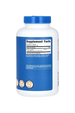 Nutricost Acetyl L-carnitine Alcar 500mg 180 Capsules 4144