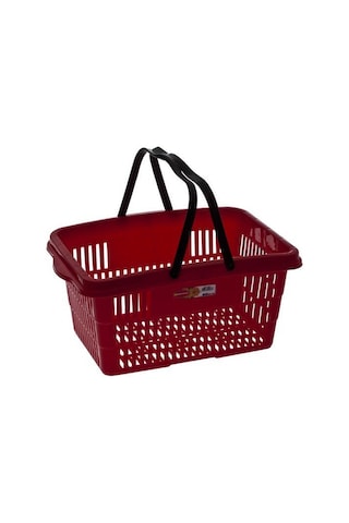 Omnipazar Sy-2260 Çift Saplı Plastik Market Taşıma Sepeti Kırmızı 6 Adet Kırmızı