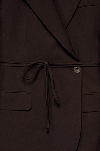 Kadın Acı Kahve Bağcıklı Dokuma Blazer Acı Kahve