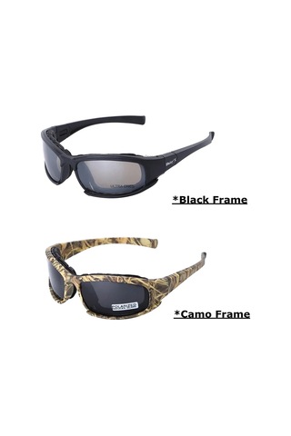 Taktik Kamuflaj Erkek Polarize Gözlük Açık Çekim Avcılık Gözlük Bej - Siyah