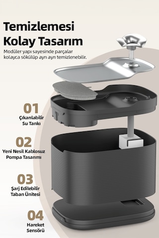 Pwf 2150 Akıllı Otomatik Sensörlü Kedi Köpek Paslanmaz Çelik Su Çeşmesi 2,5l - Petmate Flowsense - Siyah