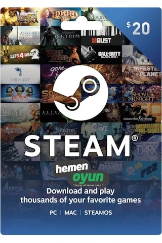Hemenoyun Steam Gift Card 20 Usd Dolar Cüzdan Kodu Hemenoyun Steam Gift Card 20 Usd Dolar Cüzdan Kodu