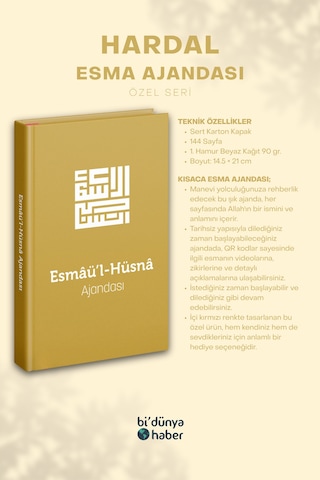 Esmaül Hüsna Ajandası- Hardal Özel Seri Çok Renkli
