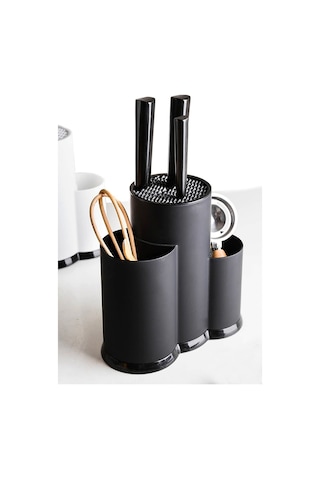 Bayev Tezgah Üstü Çatal Kaşık Bıçak Düzenleyici Organizer Siyah - Çok Amaçlı Kurutmalık Bıçak Standı