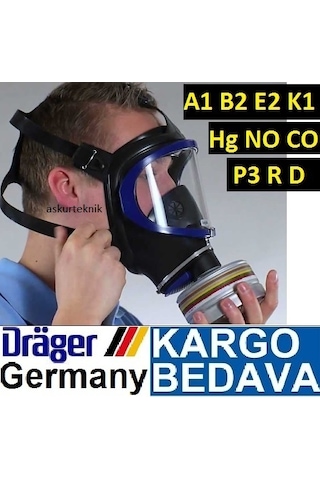 Drager  Tam Yüz Kimyasal Gaz Maskesi + Karbonmonoksit Civa Filtresi