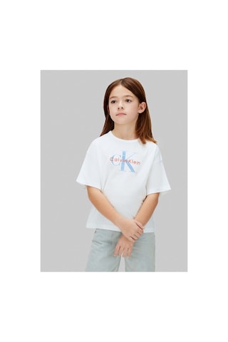 Calvin Klein Beyaz Kız Çocuk Baskılı T-shirt Lvcksja20gyaf-16307