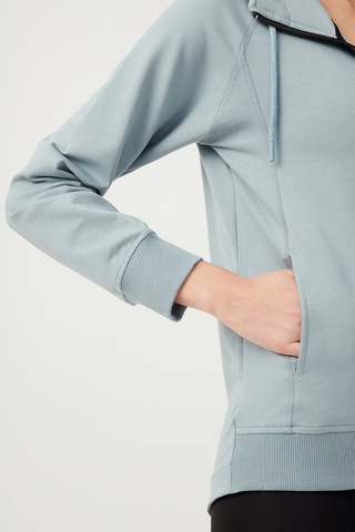 Los Ojos Kadın Mavi Gri Kapüşonlu Fermuarlı Sweatshirt Eşofman Üstü Mavi Gri