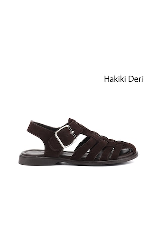 Gönderi(R) Gönderi R Kadın Kahve Süet Tokalı Bantlı Burnu Kapalı Hakiki Deri Sandalet Dyza75645058 Kahverengi