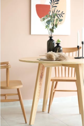 Naturalwood Yuvarlak Yemek Masası, Modern Çam Kaplama Yemek Masası, Toplantı