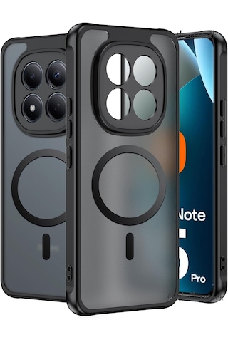 Xiaomi Redmi Note 15 Pro 4g Kılıf Kamera Çıkıntılı Mat Magsafe Wireless Şarj Destekli Renkli Yumuşak Kenarlı Hassas Butonlu Kapak Siyah
