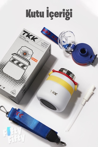 Tkk 600 Ml Çelik Su Matarası Çift Kullanım Pipetli/rahat İçim 12 Saat Sıcak/24 Saat Soğuk Termos -2029-600ml Beyaz