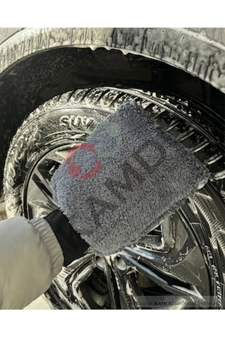 1 Adet Oto Yıkama Eldiveni, İçi Astarlı Süngerli, Cila Eldiveni, Mikrofiber Eldiven, Mikrofiber Bez