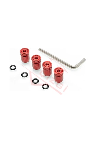 Renkli 4 Lü Sibop Kapak Seti Araba & Motosiklet Uyumlu, Alüminyum, Hava Kaçağını Önler - Kırmızı