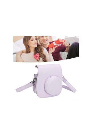 Geeroyoo Fujifilm Instax Mini 12 İçin Mor Pu Kamera Kılıfı + 64 Fotoğraf Albümü + 4 Renk Filtresi + 15 Çeşitli Çerçeve + Sticker Seti - Tam Koruma Ve Kreatif Fotoğraf Deneyimi