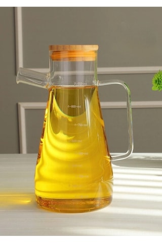 Mithra Life Bambu Kapaklı Borosilikat Cam Yağdanlık 900 Ml Mıt1070
