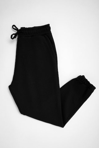 Tudors Unisex Relax Fit Rahat Kesim Şardonlu 3 Cepli Lastikli Jogger Paça Siyah Eşofman Altı-32643 Siyah
