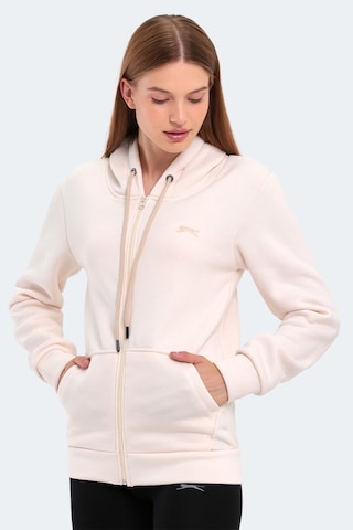 Slazenger Katya 2 Li Set Kadın Fermuarlı Kapüşonlu Cepli Sweatshırt Ekru - Yeşil