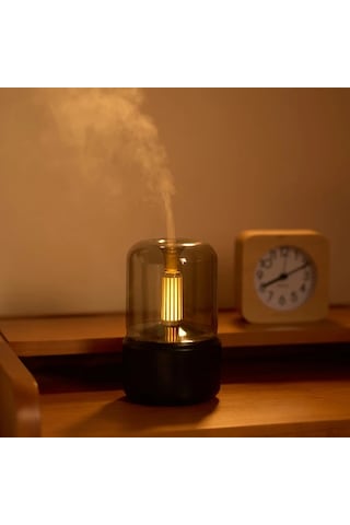 Techbloom Siyah Yükseltilmiş Ultrasonik Aromaterapi Lambası Yatak Başı Atmosfer Işığı Nemlendirici Ve Hava Temizleyici