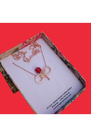 Modahilye 925 Ayar Gümüş Sonsuzluk Gül Rose Gold Kolye Rose Gold