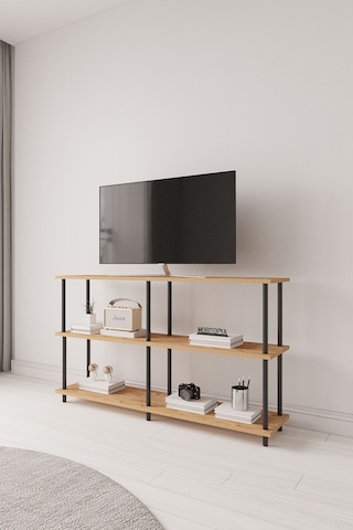 Çevir Kur 150 Cm Atlantik Çam Raflı Tv Sehpası, Tv Ünitesi 150 75 29 Cm Atlantik Çam