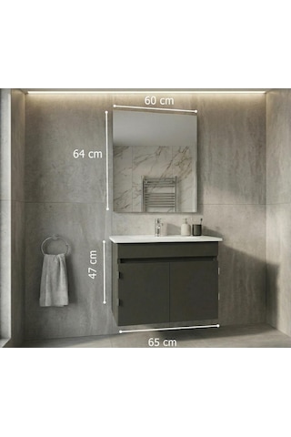 Creavit Flexio 65 Cm Katlanabilir Banyo Dolabı Antrasit Set