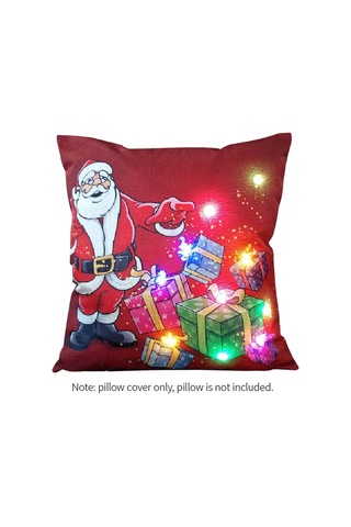 Yunboo Led Işıklı Noel Desenli Keten Yastık Kılıfı 45x45cm - Otomobil, Divan, Pencere Dekorasyonu - Fermuar Kapaklı Diğer