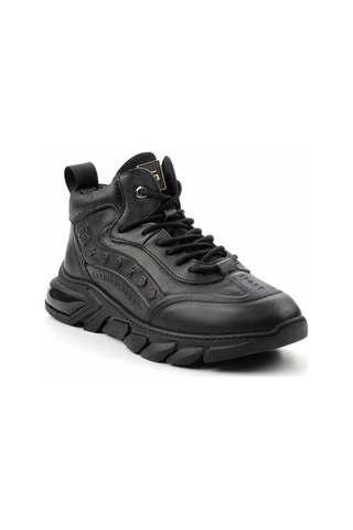 Siyah Hakiki Deri Erkek Bot & Bootie E02185051303 Siyah