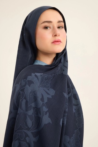 Maisa Duru İpek Pamuk Tensel Şal 70 190 Cm - Laçivert 1710 Lacivert