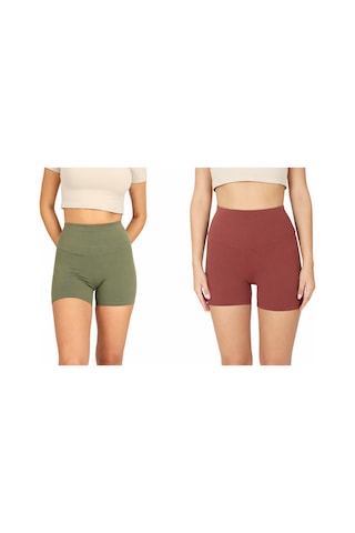 Soft&Basic 2li Kadın Bıker Kısa Spor Tayt Çok Renkli