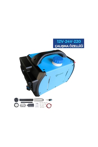 Ahmet Otomotiv Raino Taşınabilir Portatif Dizel Isıtıcı Çanta Tip Seyyar Webasto Müadili 12v 24v 220v Çalışır