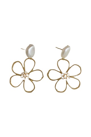 2023 Yeni Hong Kong Tarzı Basit İçi Boş Çiçek İnci Ünlü Atm Gold