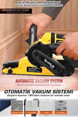 Assur Plus 900W Elektrikli Vakumlu Tozsuz Cila Özellikli Tank Zımpara Makinesi - 2850