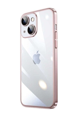 Apple Uyumlu iPhone 13 Kılıf Sert Pc Renkli Çerçeveli Zore Riksos Kapak Rose Gold