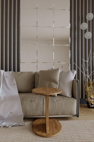 Elips C Form Yan Sehpa Modern Oval Koltuk Yanı Sehpası Dekoratif & Çok Amaçlı Sehpa-152 Atlantik Çam