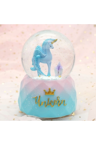 Unicorn Temalı Orta Boy Işıklı Müzikli Kar Küresi