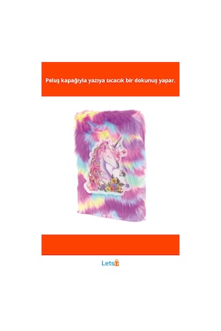 Çiçekli Unicorn Tasarımlı Peluş Hatıra Defteri A5 80 Yaprak Çok Renkli