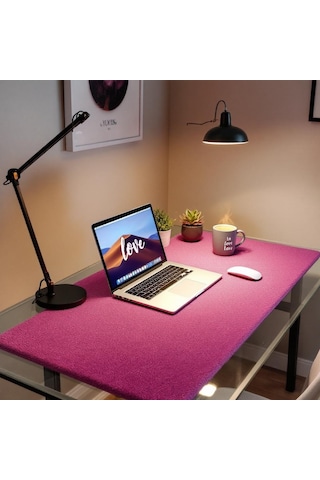 Mouse Pad Pembe Masa Matı 140x60cm Suni Deri Desk Mat Ev Dekor