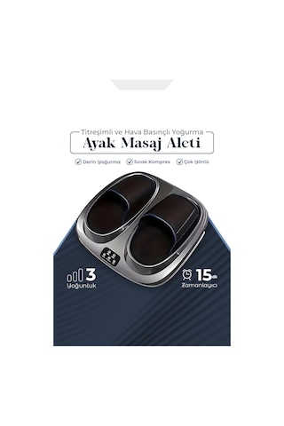 Isı Ve Titreşimli - Hava Sıkıştırmalı - Yoğurmalı Ayak Masaj Aleti Siyah