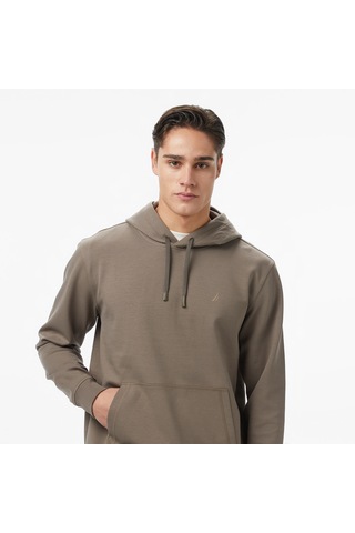 Nautica Erkek Kahverengi Classic Fit Kapüşonlu Sweatshirt Düz K57226t Kahverengi
