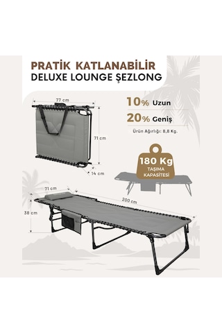 Kingcamp Magnolia B20 Premium 7 Kademeli Katlanır Dolgulu Şezlong Grey Gri
