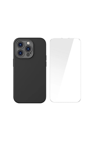 Baseus Liquid Silica Gel Apple iPhone Uyumlu iPhone 14 Pro 6.1 Magsafe Silikon Kılıf + Tempered Ekran Koruyucu Set- 5775 Mavi