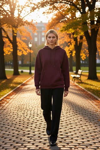 Benerly Kadın Kapüşonlu Düşük Kol Oversize Sweatshirt Fonksiyonel Dayanık Mürdüm